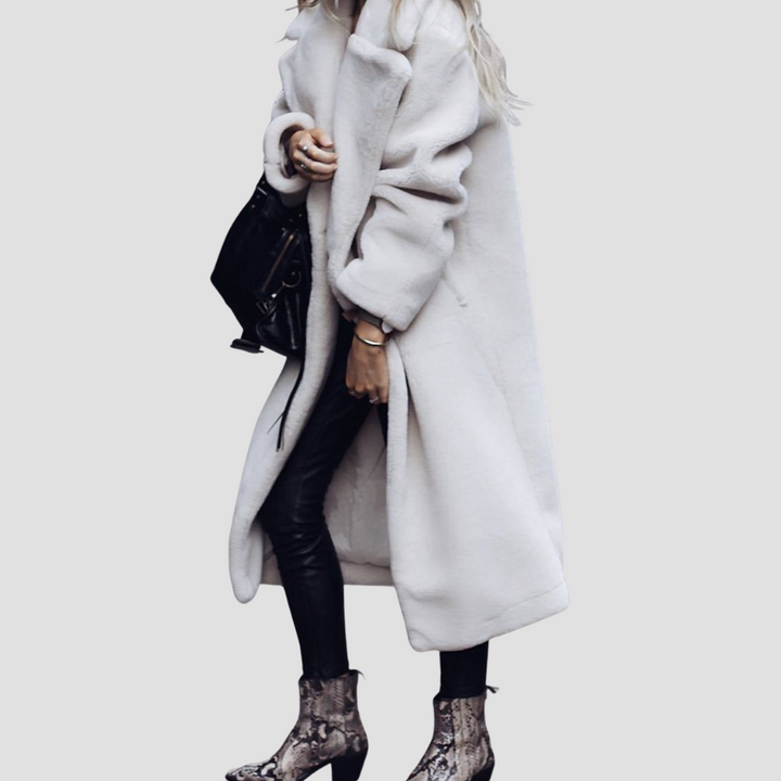 Women's incredibly oversize stylish long warm jacket with lapel