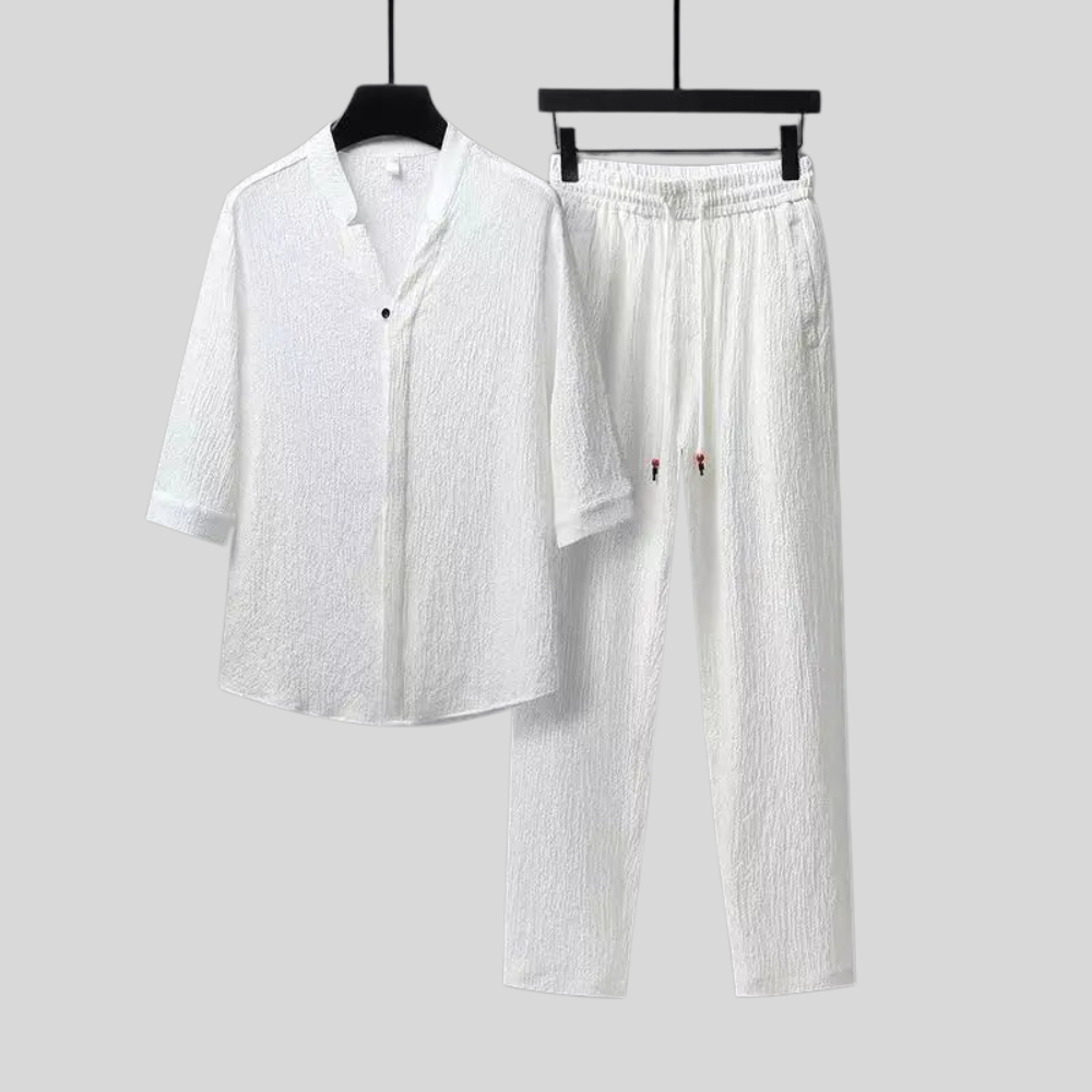 Vintage Linen Tracksuit Men's 2-Piece Set Classic Comfort with a Modern Twist