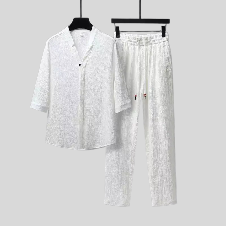 Vintage Linen Tracksuit Men's 2-Piece Set Classic Comfort with a Modern Twist