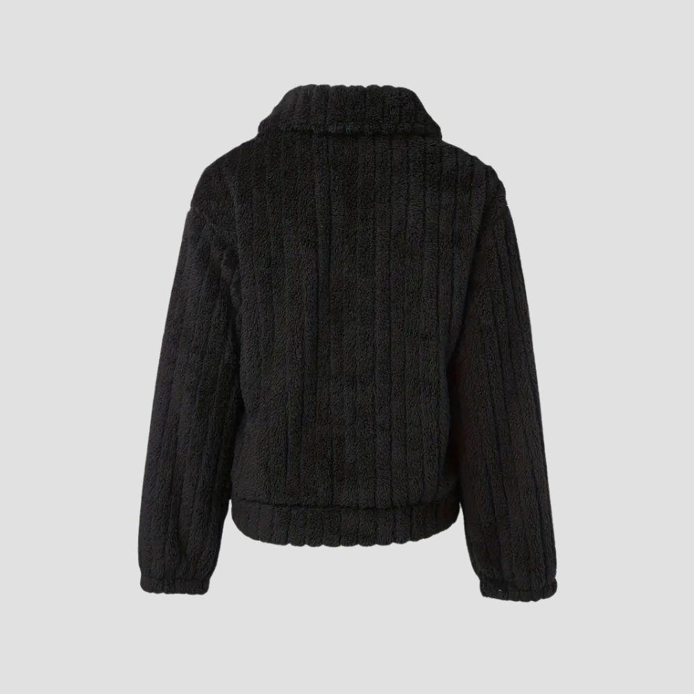 Solid Single Breasted Fuzzy Coat