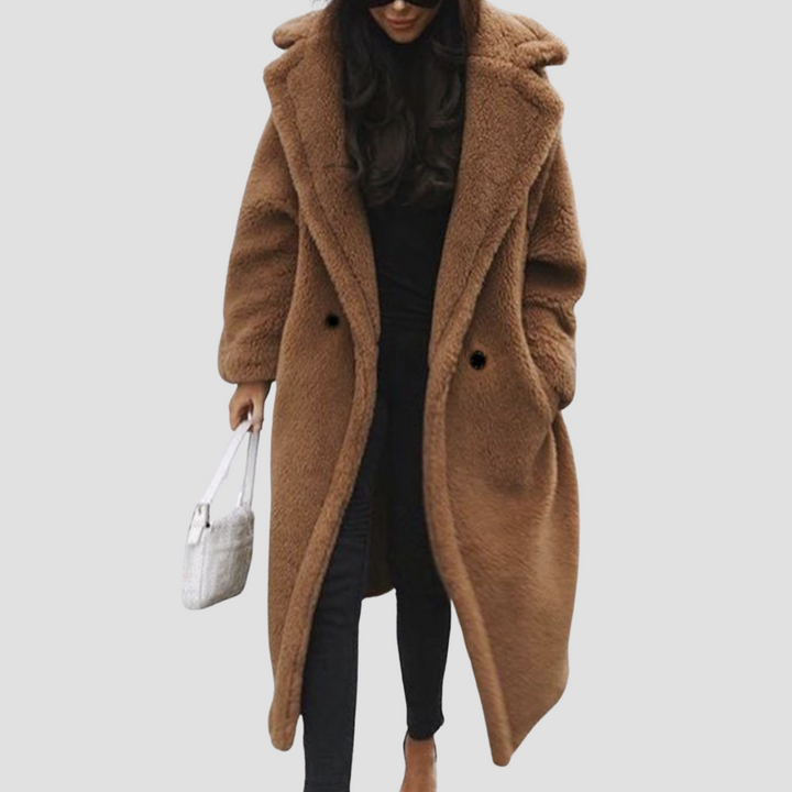 Women's incredibly oversize stylish long warm jacket with lapel