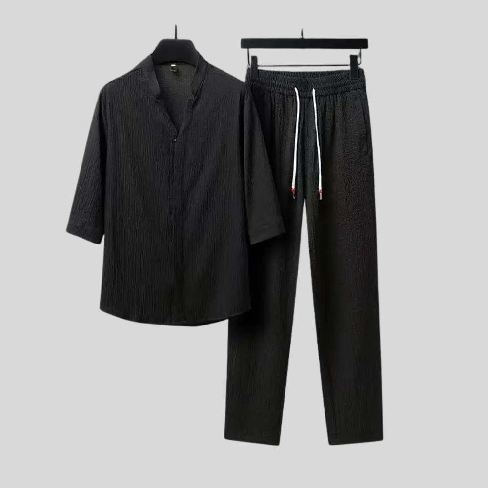 Vintage Linen Tracksuit Men's 2-Piece Set Classic Comfort with a Modern Twist