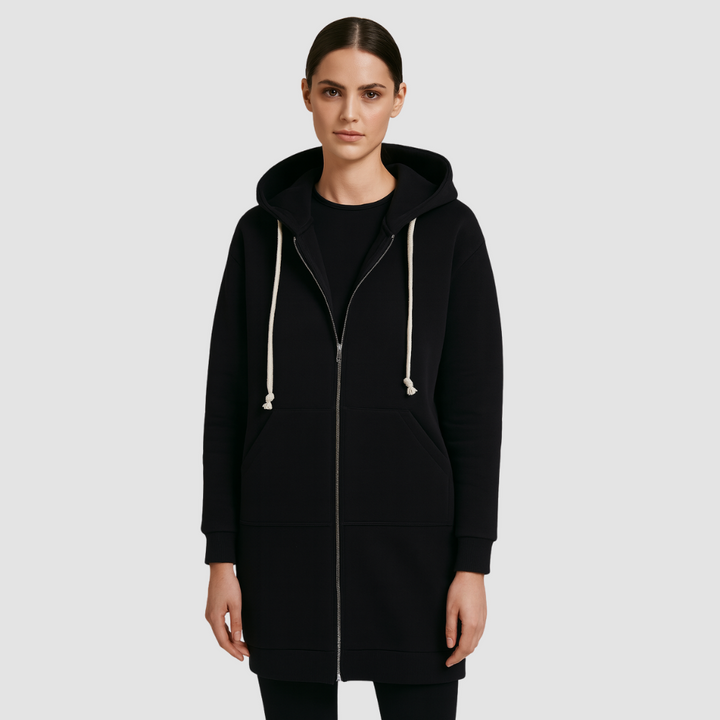 Women Longline Zip Hoodie
