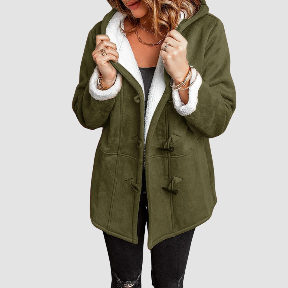 Women Toggle Button Sherpa Coat
