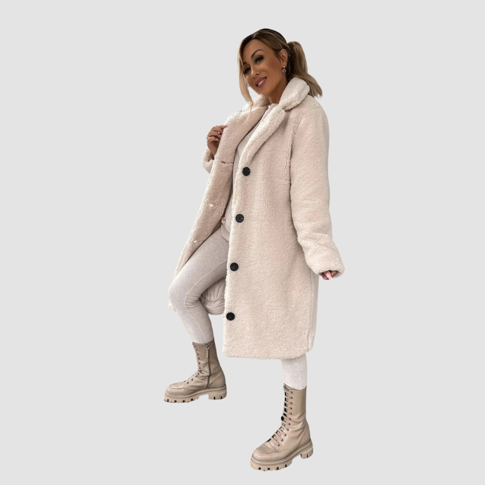Women Elegant Plush Trench Coat
