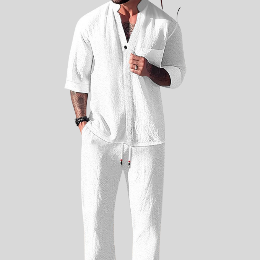 Vintage Linen Tracksuit Men's 2-Piece Set Classic Comfort with a Modern Twist
