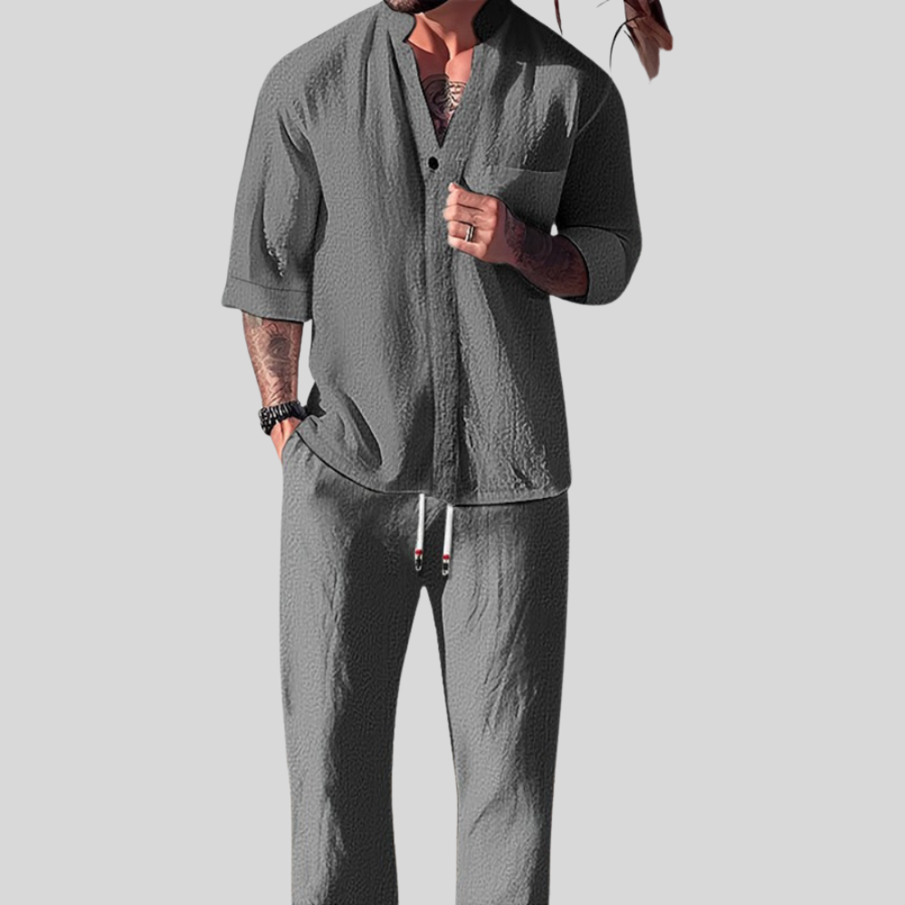 Vintage Linen Tracksuit Men's 2-Piece Set Classic Comfort with a Modern Twist