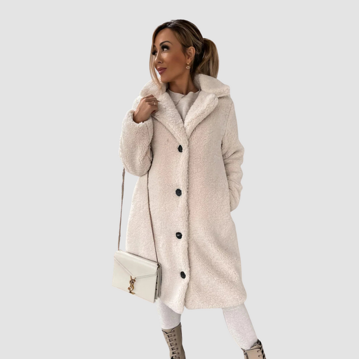 Women Elegant Plush Trench Coat