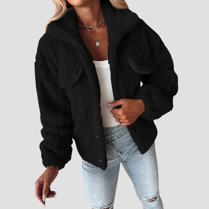 Solid Single Breasted Fuzzy Coat