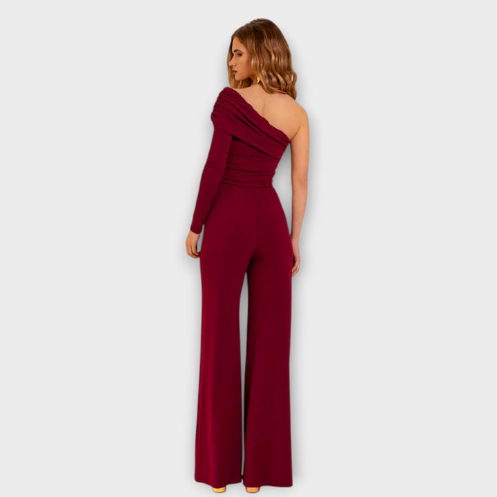 Women One-Shoulder Wide-Leg Jumpsuit