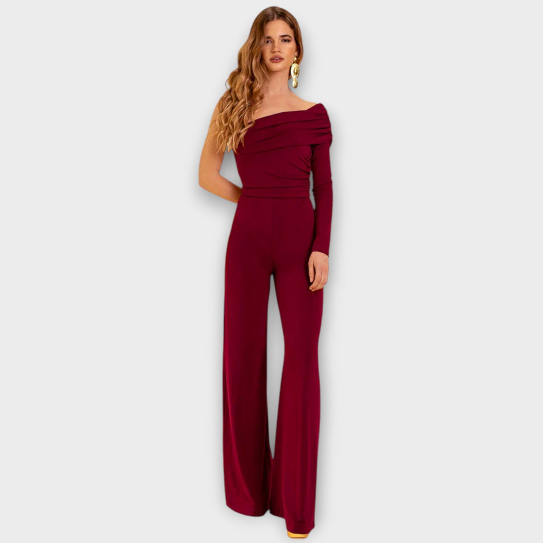 Women One-Shoulder Wide-Leg Jumpsuit