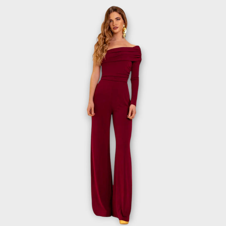 Women One-Shoulder Wide-Leg Jumpsuit